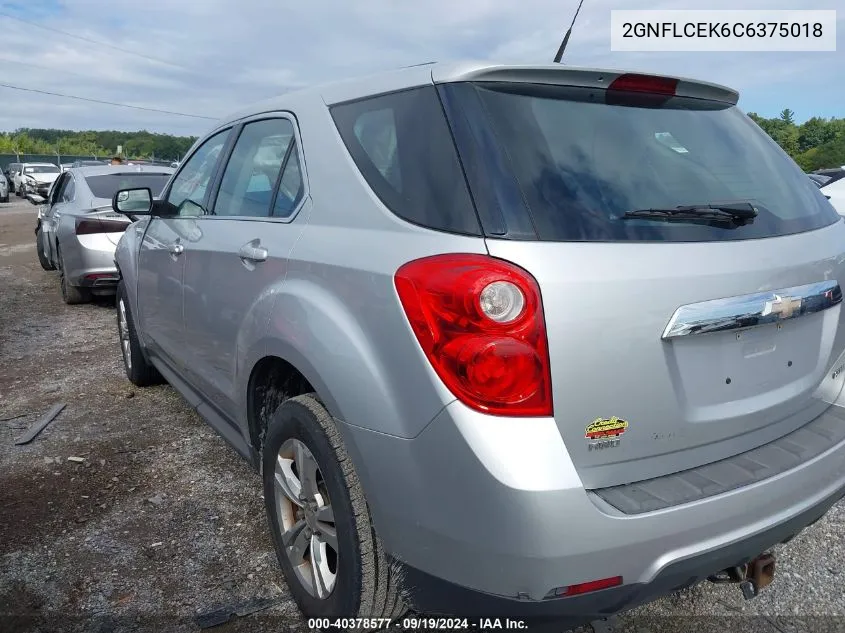 2012 Chevrolet Equinox Ls VIN: 2GNFLCEK6C6375018 Lot: 40378577