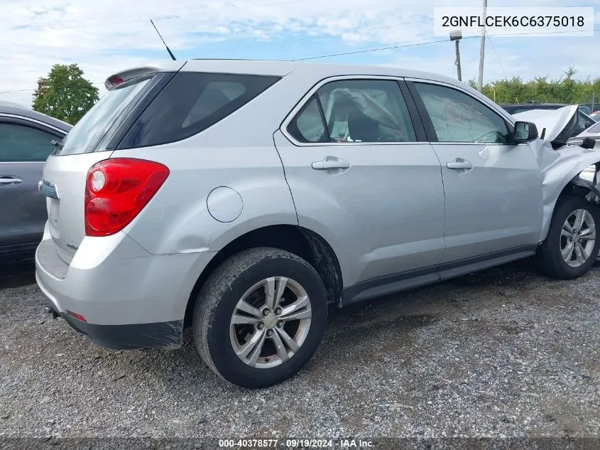 2012 Chevrolet Equinox Ls VIN: 2GNFLCEK6C6375018 Lot: 40378577