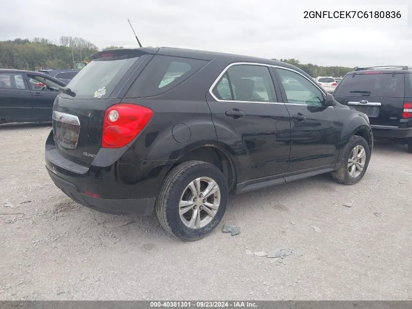 2012 Chevrolet Equinox Ls VIN: 2GNFLCEK7C6180836 Lot: 40381301