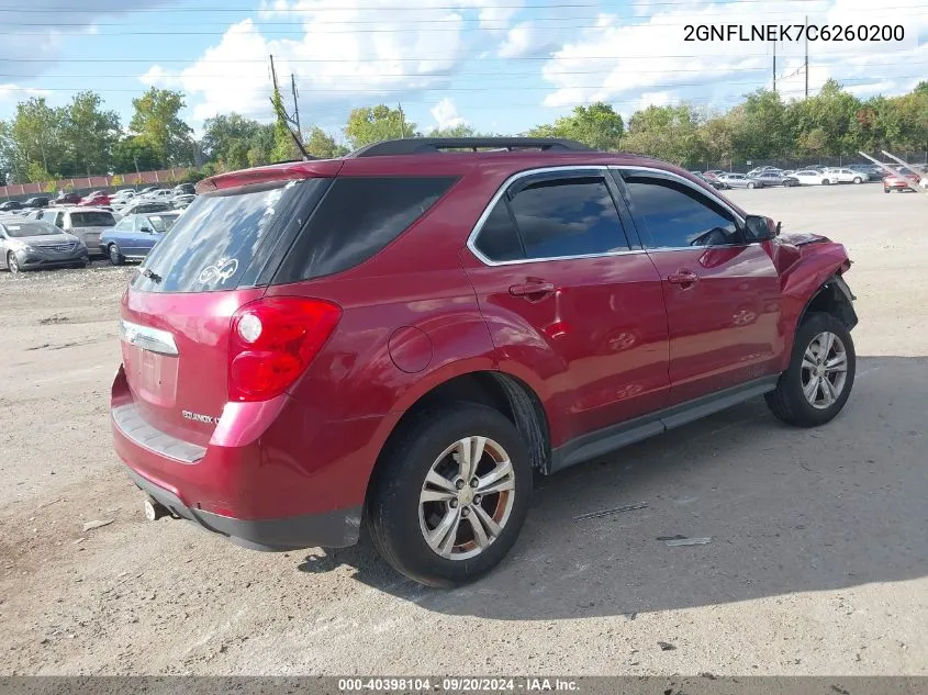 2012 Chevrolet Equinox 2Lt VIN: 2GNFLNEK7C6260200 Lot: 40398104