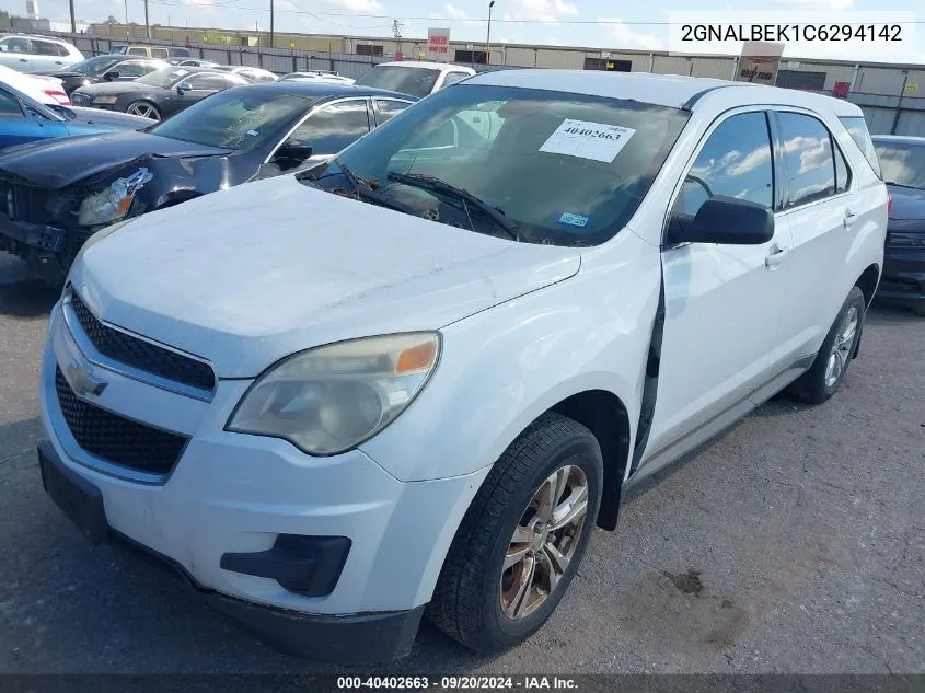 2012 Chevrolet Equinox Ls VIN: 2GNALBEK1C6294142 Lot: 40402663