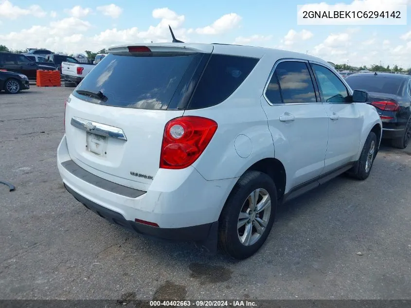 2012 Chevrolet Equinox Ls VIN: 2GNALBEK1C6294142 Lot: 40402663