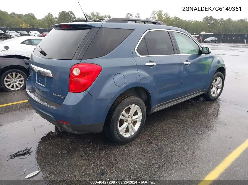 2012 Chevrolet Equinox 1Lt VIN: 2GNALDEK7C6149361 Lot: 40427208