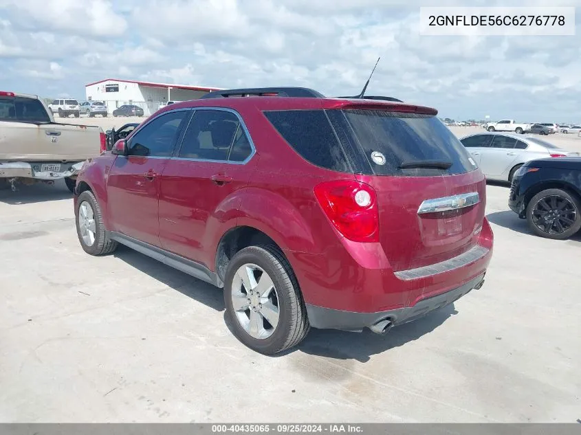 2012 Chevrolet Equinox 1Lt VIN: 2GNFLDE56C6276778 Lot: 40435065