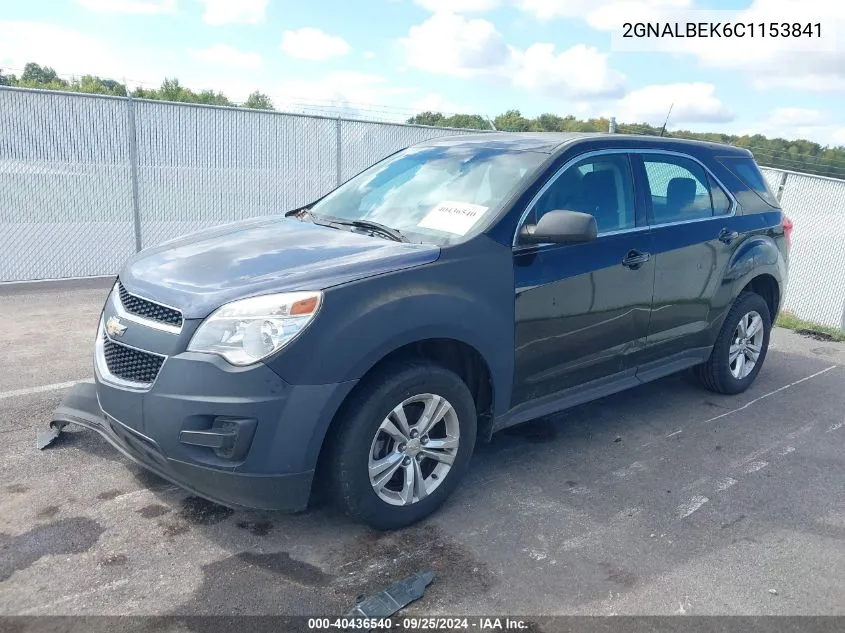 2012 Chevrolet Equinox Ls VIN: 2GNALBEK6C1153841 Lot: 40436540