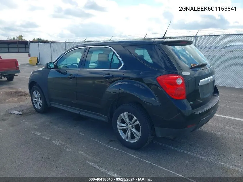 2012 Chevrolet Equinox Ls VIN: 2GNALBEK6C1153841 Lot: 40436540