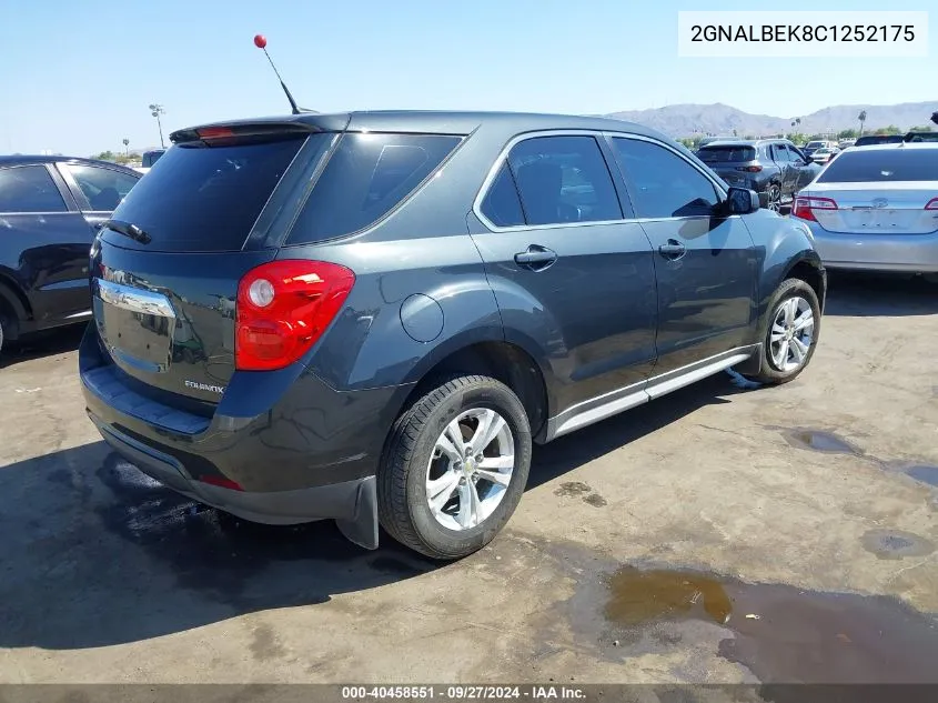 2012 Chevrolet Equinox Ls VIN: 2GNALBEK8C1252175 Lot: 40458551