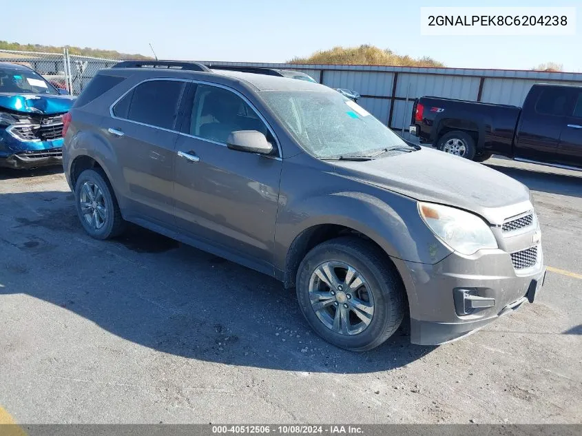 2012 Chevrolet Equinox Lt VIN: 2GNALPEK8C6204238 Lot: 40512506