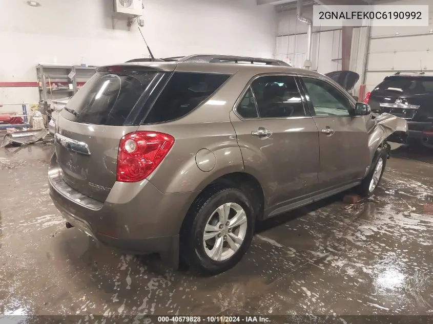 2012 Chevrolet Equinox Ltz VIN: 2GNALFEK0C6190992 Lot: 40579828