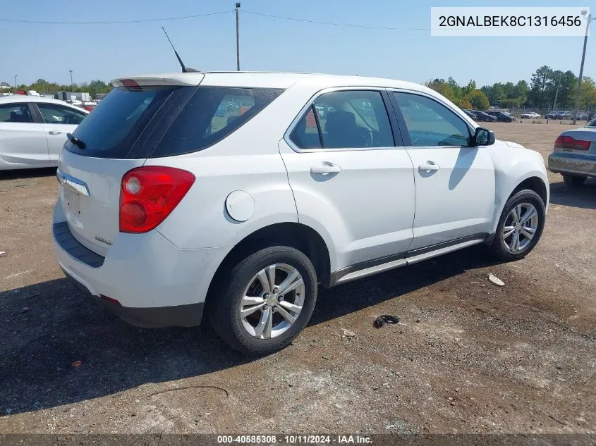 2012 Chevrolet Equinox Ls VIN: 2GNALBEK8C1316456 Lot: 40585308