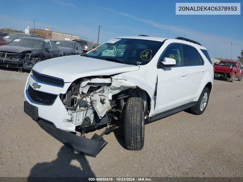 2012 Chevrolet Equinox 1Lt VIN: 2GNALDEK4C6378953 Lot: 40655418