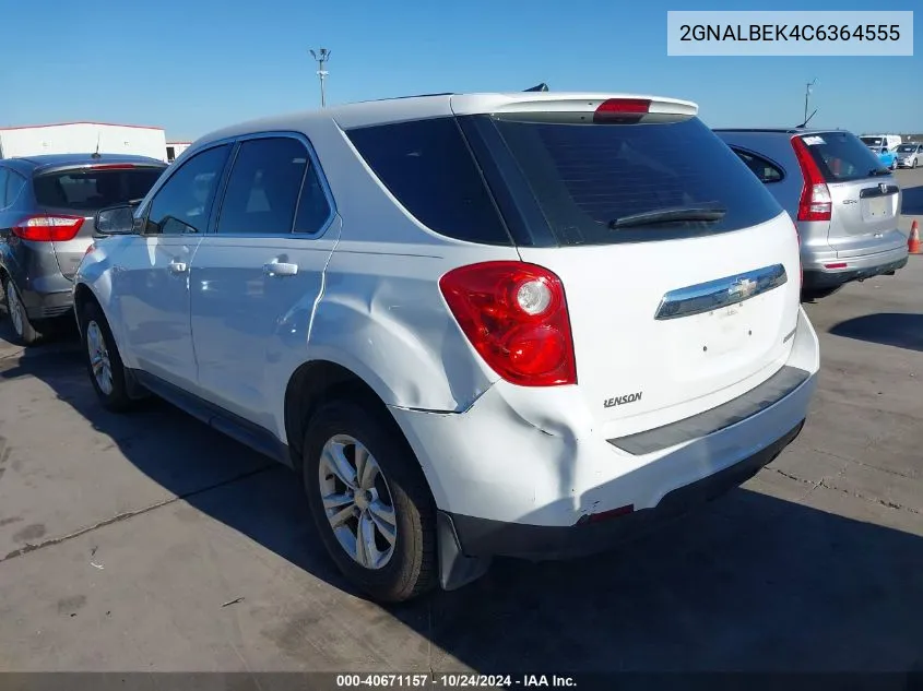 2012 Chevrolet Equinox Ls VIN: 2GNALBEK4C6364555 Lot: 40671157