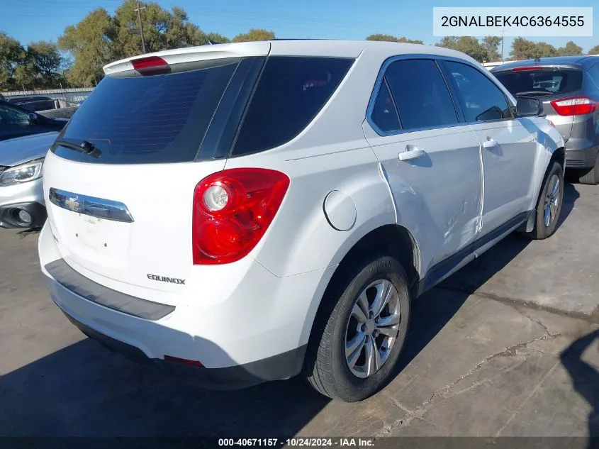 2012 Chevrolet Equinox Ls VIN: 2GNALBEK4C6364555 Lot: 40671157