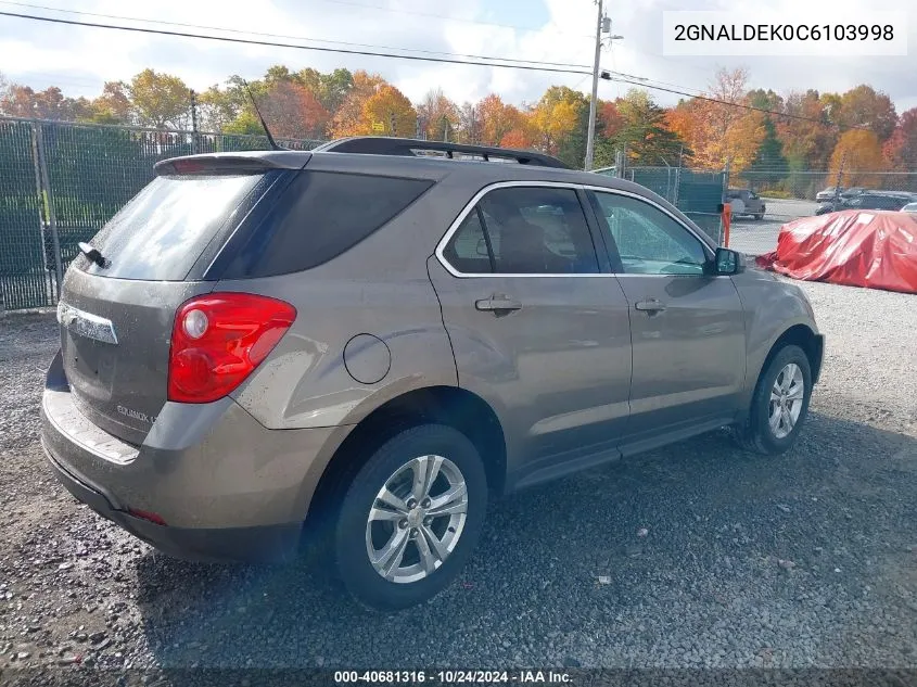 2012 Chevrolet Equinox 1Lt VIN: 2GNALDEK0C6103998 Lot: 40681316