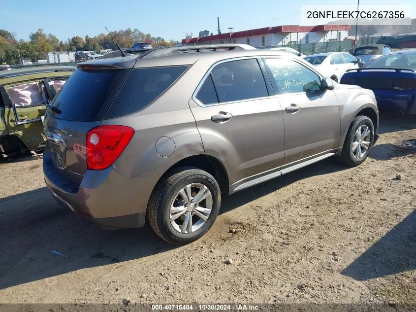 2012 Chevrolet Equinox 1Lt VIN: 2GNFLEEK7C6267356 Lot: 40715484