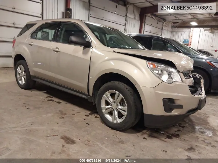 2012 Chevrolet Equinox Ls VIN: 2GNALBEK5C1193392 Lot: 40739210