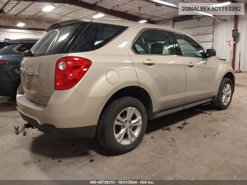 2012 Chevrolet Equinox Ls VIN: 2GNALBEK5C1193392 Lot: 40739210