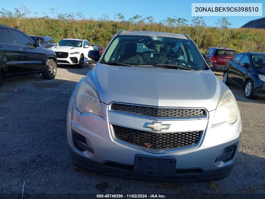 2012 Chevrolet Equinox Ls VIN: 2GNALBEK9C6398510 Lot: 40749290