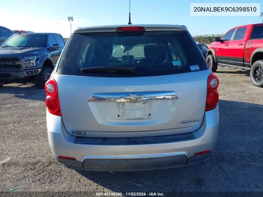 2012 Chevrolet Equinox Ls VIN: 2GNALBEK9C6398510 Lot: 40749290