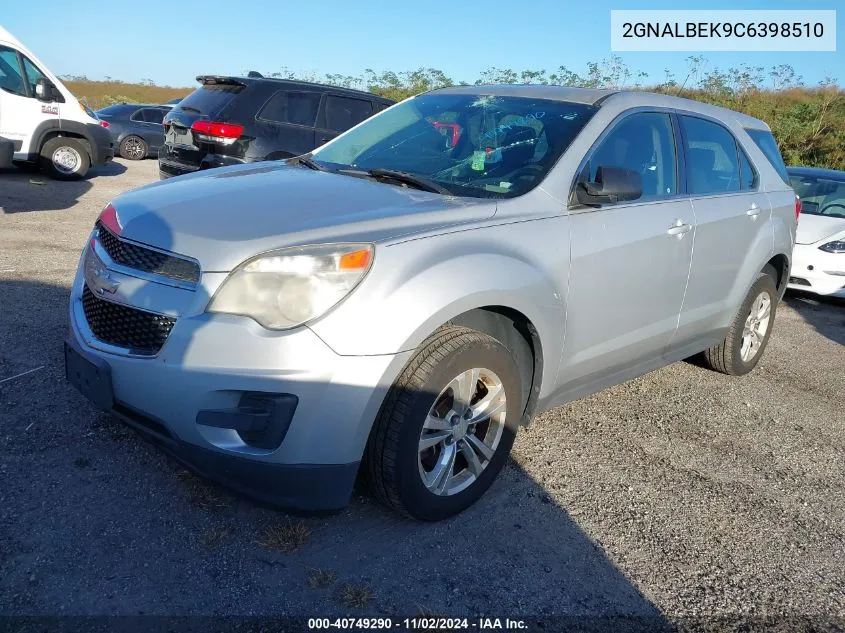 2012 Chevrolet Equinox Ls VIN: 2GNALBEK9C6398510 Lot: 40749290