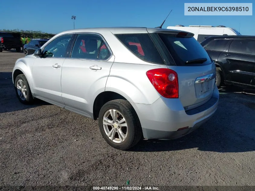 2012 Chevrolet Equinox Ls VIN: 2GNALBEK9C6398510 Lot: 40749290