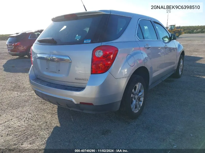 2012 Chevrolet Equinox Ls VIN: 2GNALBEK9C6398510 Lot: 40749290