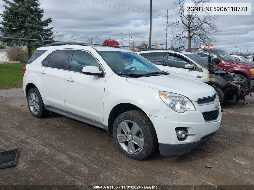 2012 Chevrolet Equinox 2Lt VIN: 2GNFLNE59C6118778 Lot: 40763186