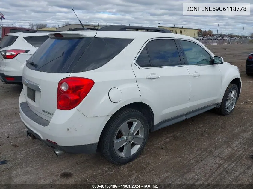 2012 Chevrolet Equinox 2Lt VIN: 2GNFLNE59C6118778 Lot: 40763186