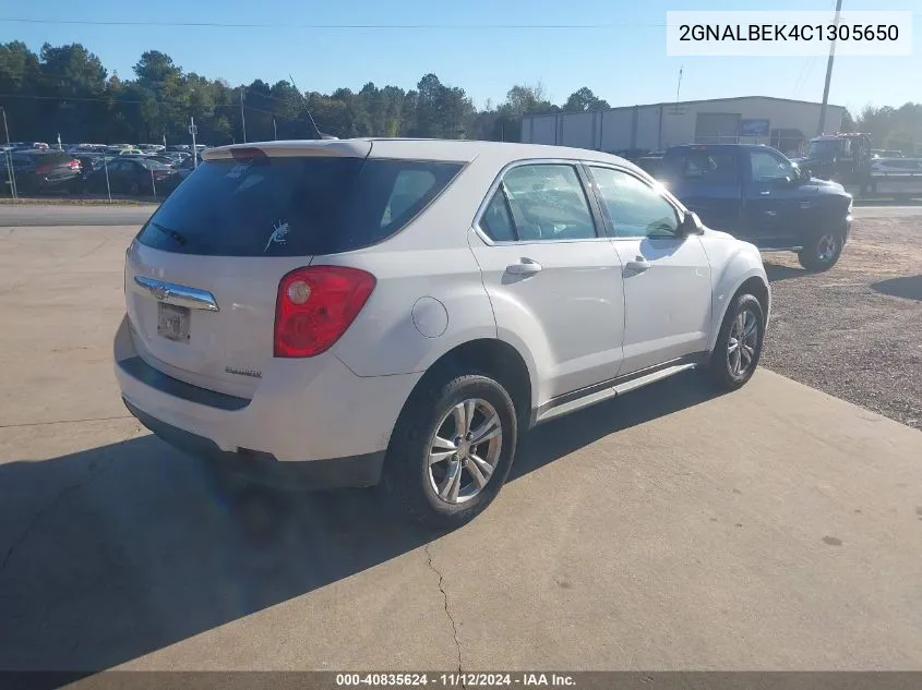 2012 Chevrolet Equinox Ls VIN: 2GNALBEK4C1305650 Lot: 40835624