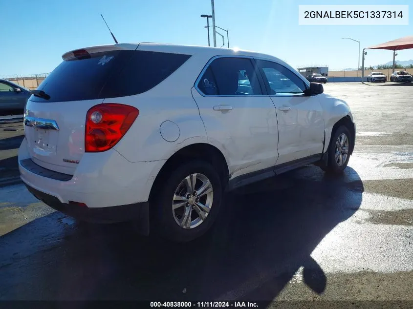 2012 Chevrolet Equinox Ls VIN: 2GNALBEK5C1337314 Lot: 40838000