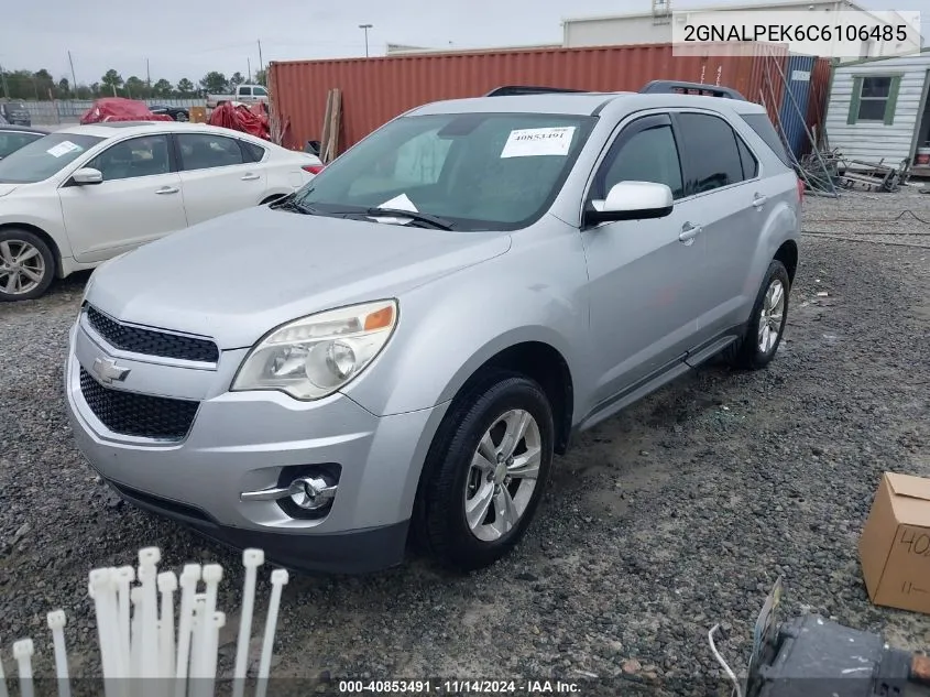 2012 Chevrolet Equinox 2Lt VIN: 2GNALPEK6C6106485 Lot: 40853491