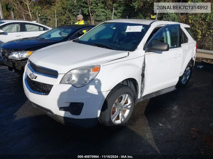 2012 Chevrolet Equinox Ls VIN: 2GNALBEK7C1314892 Lot: 40870984