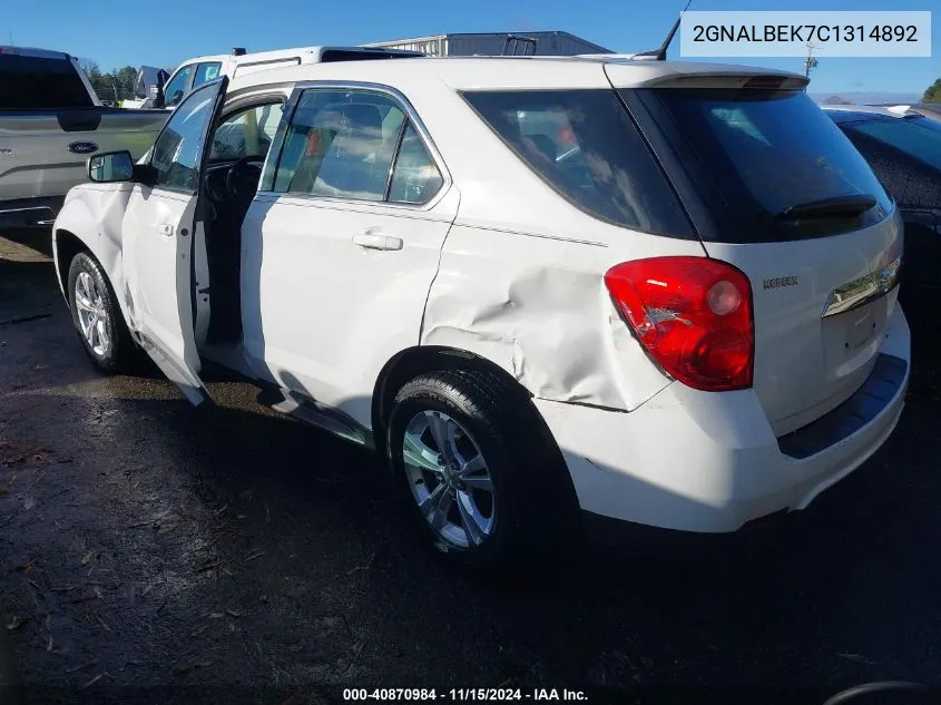 2012 Chevrolet Equinox Ls VIN: 2GNALBEK7C1314892 Lot: 40870984