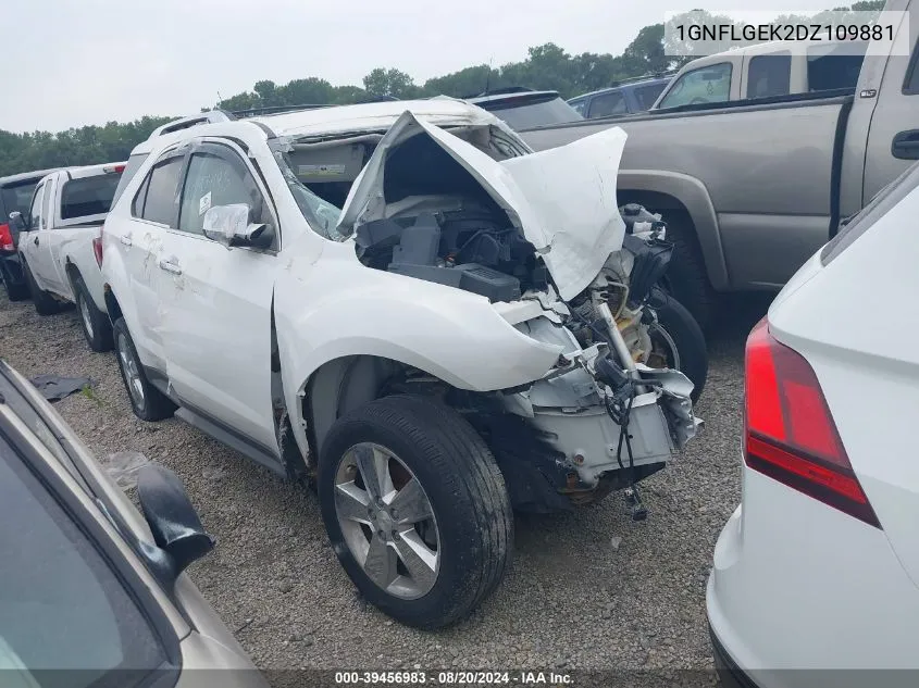 2013 Chevrolet Equinox Ltz VIN: 1GNFLGEK2DZ109881 Lot: 39456983