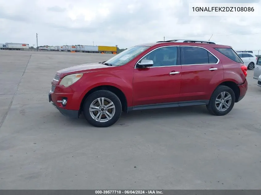 2013 Chevrolet Equinox Ltz VIN: 1GNALFEK2DZ108086 Lot: 39577718