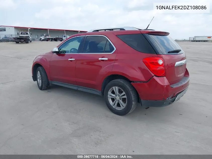 2013 Chevrolet Equinox Ltz VIN: 1GNALFEK2DZ108086 Lot: 39577718