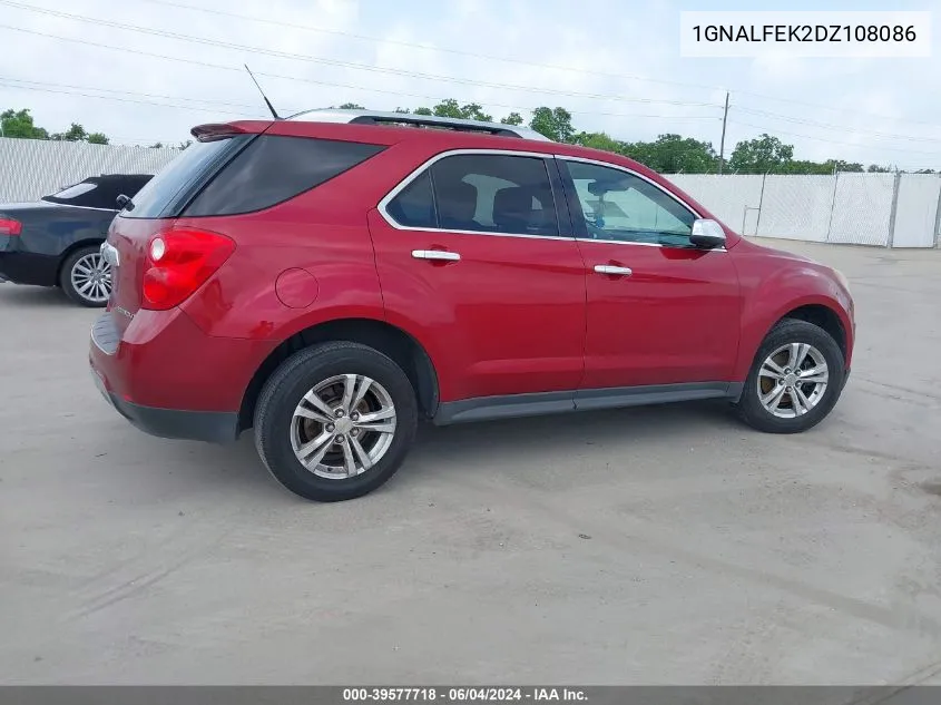 2013 Chevrolet Equinox Ltz VIN: 1GNALFEK2DZ108086 Lot: 39577718