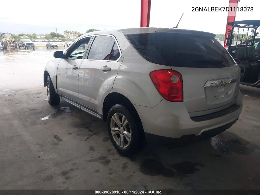 2013 Chevrolet Equinox Ls VIN: 2GNALBEK7D1118078 Lot: 39628910