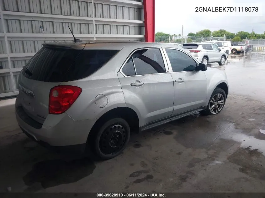 2013 Chevrolet Equinox Ls VIN: 2GNALBEK7D1118078 Lot: 39628910