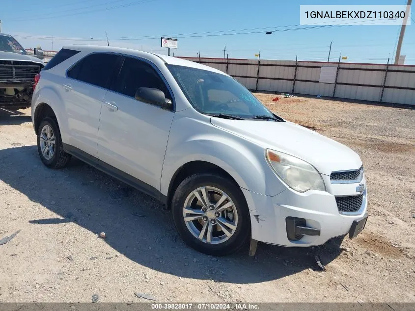 2013 Chevrolet Equinox Ls VIN: 1GNALBEKXDZ110340 Lot: 39828017