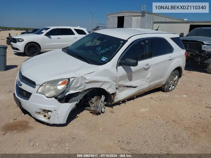 2013 Chevrolet Equinox Ls VIN: 1GNALBEKXDZ110340 Lot: 39828017