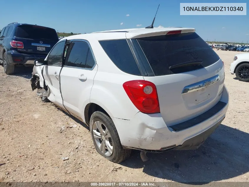 2013 Chevrolet Equinox Ls VIN: 1GNALBEKXDZ110340 Lot: 39828017