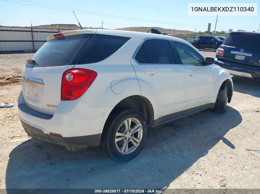 2013 Chevrolet Equinox Ls VIN: 1GNALBEKXDZ110340 Lot: 39828017