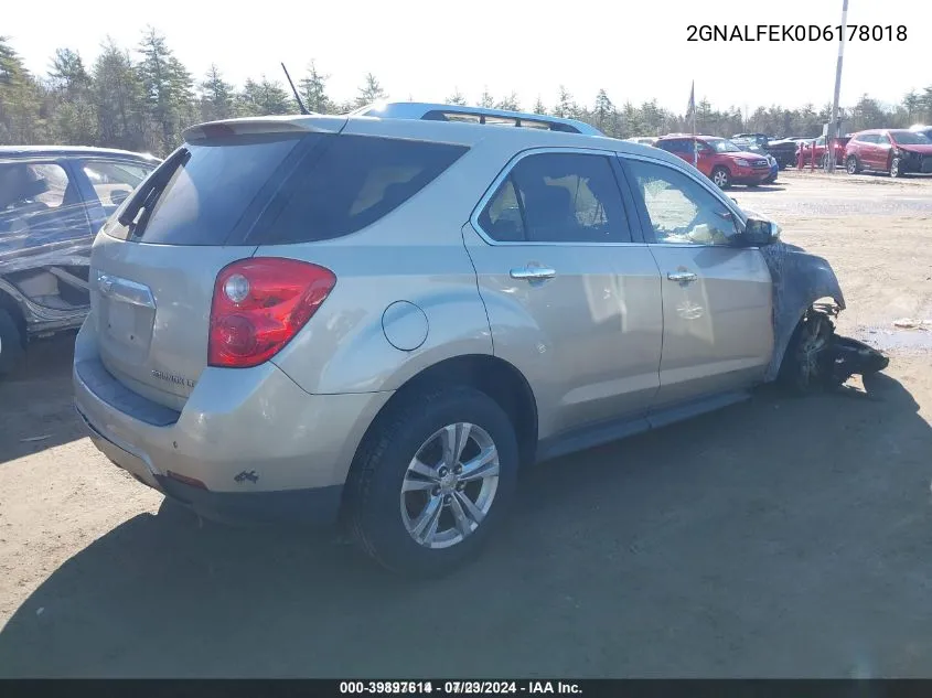 2013 Chevrolet Equinox Ltz VIN: 2GNALFEK0D6178018 Lot: 39897614