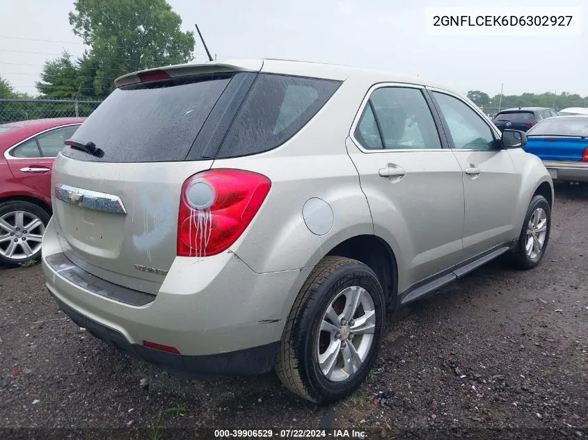 2013 Chevrolet Equinox Ls VIN: 2GNFLCEK6D6302927 Lot: 39906529