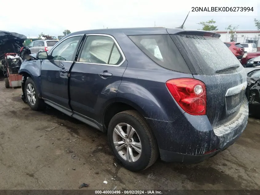 2013 Chevrolet Equinox Ls VIN: 2GNALBEK0D6273994 Lot: 40003496