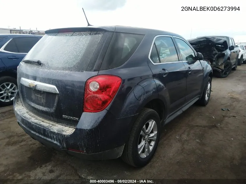 2013 Chevrolet Equinox Ls VIN: 2GNALBEK0D6273994 Lot: 40003496