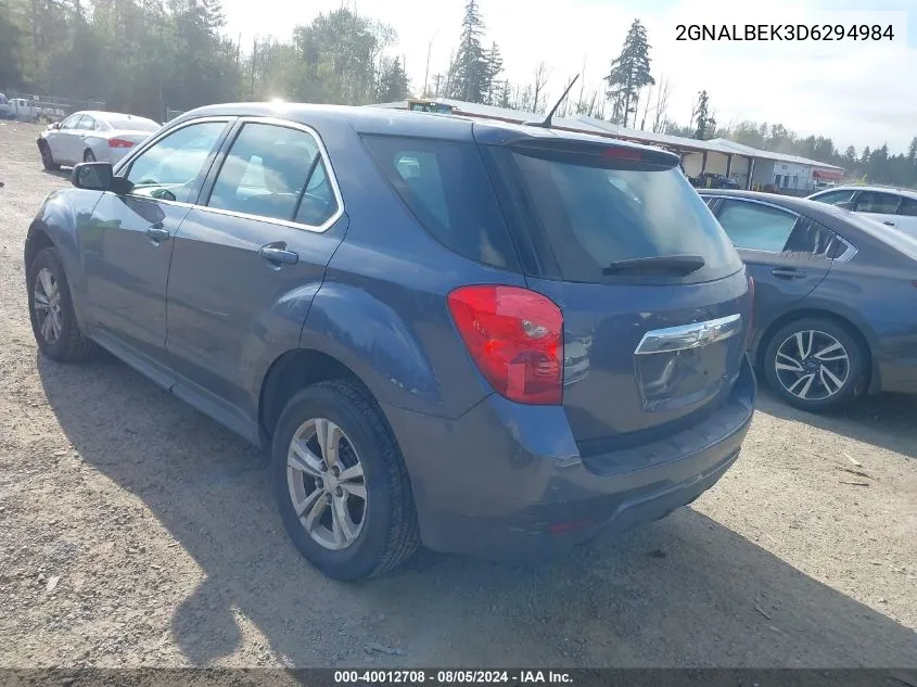 2013 Chevrolet Equinox Ls VIN: 2GNALBEK3D6294984 Lot: 40012708