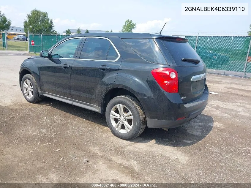 2013 Chevrolet Equinox Ls VIN: 2GNALBEK4D6339110 Lot: 40021465