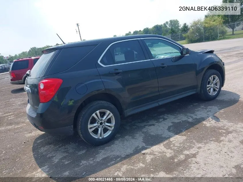 2013 Chevrolet Equinox Ls VIN: 2GNALBEK4D6339110 Lot: 40021465